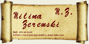 Milina Zeremski vizit kartica